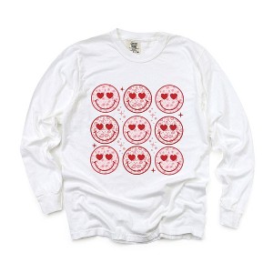 Simply Sage Market Women's Nine Valentine Faces Long Sleeve Garment Dyed Tee - 1 of 3