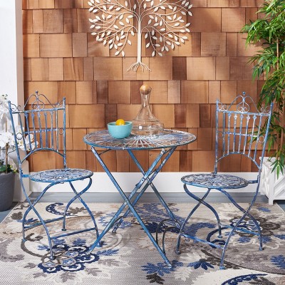 Belen Antique Blue Iron 3-Piece Outdoor Bistro Set