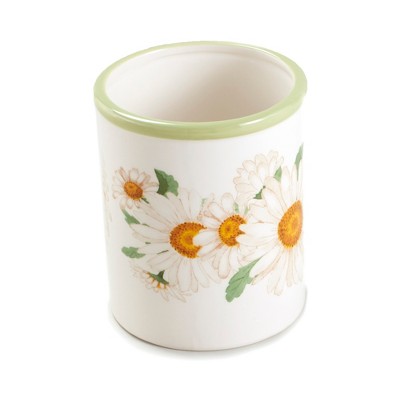 Lakeside Daisy Farmhouse Utensil Crock for Kitchen Cooking Implements