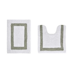 Hotel 2 PC Bath Rug 100% Premium Cotton Tufted Weave Two Tone Reversible Bathroom Rug, Super Soft Absorbent, Machine Washable Bath Mat - 1 of 4