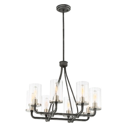 Ceiling Lights Chandelier Iron Black With Brushed Nickel Accents