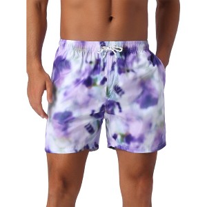 INSPIRE CHIC Men's Casual Vocation Drawstring Elastic Waist Tie Dye Hawaiian Board Shorts - 1 of 4
