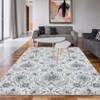 Washable Vintage Floral Distressed Rug Non Slip Low Pile Rug Soft Throw Floor Cover Foldable Indoor Carpet for Living Room Bedroom Playroom Nursery - 2 of 4