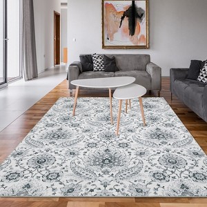 Large Machine Washable Rug Vintage Floral Area Rug 10x13 Stain Resistant Indoor Carpet With Non-Slip Backing Low Pile Soft Touch Folding Floor Cover - 1 of 4