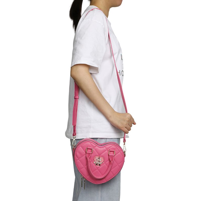 Emily In Paris Women's Pink Heart-Shaped Crossbody Handbag, 5 of 7