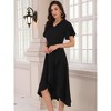 INSPIRE CHIC Women's Wedding Guest Ruffles Split V Neck Cocktail Evening Flared Midi Dress - 2 of 4