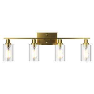 Costway 3-Light/4-Light Wall Sconce Modern Bathroom Vanity Light Fixtures with Clear Glass Shade - 1 of 4