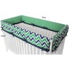 Bacati - Mix n Match Chevron/Dots Crib Rail Guard Covers set of 2 Navy/Green - 4 of 4