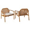 Set of 2 Acacia Wood Outdoor Club Chair with Cushions,Modern Patio Club Chair with Wood Legs,Outdoor Club Chair with Removable Cushion-Koiai - 3 of 4