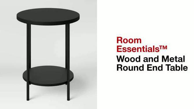 Wood and Metal Round End Table - Room Essentials™, 6 of 14, play video