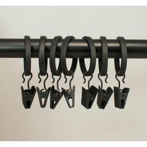 1 1-8inch Zinc Cast Curtain Drapery Flat Rings with Clips, Set of 7 - 1 of 2