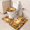 4 Pcs Fall Shower Curtain Set with Pumpkin, Maple Leaves, Rug, Toilet Lid Cover Hooks 70.8"Lx70.8"W - 3 of 4