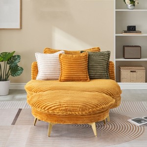 Modern Accent Chair with Ottoman, Upholstered Oversized Single Sofa Couch, Deep Seat Lounge Chair with Footrest for Bedroom Living Room Office Y - 1 of 4