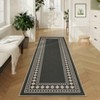 Washable Geometric Bordered Living Room Rugs, Soft Non Slip Bedroom Dining Room Carpet, Low Pile Floor Cover for Home Office - 3 of 4