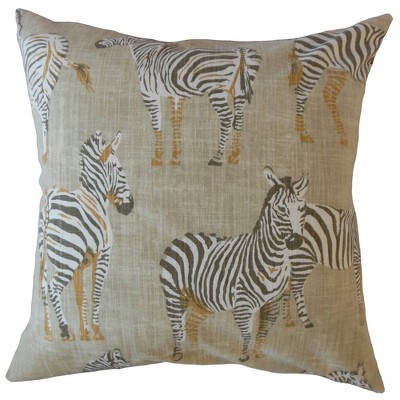 Zebra Print Square Throw Pillow Beige - Pillow Collection