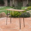 Modern Outdoor Industrial Rectangular Counter Height  Dining Bar Table,Patio Bistro Porch Teak Finished Table with Hairpin Legs-Cuddlewood - 2 of 4