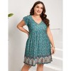 Coolmee Women's Summer Plus Size Casual Dresses Elastic Waist Pleated A Line Ruffle Hem Dress - 4 of 4