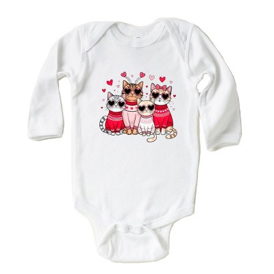 The Juniper Shop Valentine Kittens Baby Long Sleeve Bodysuit