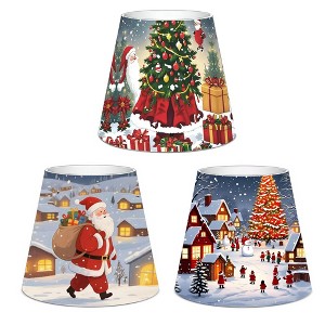 YANSUN Holiday Print Paper Lampshade, Non-Integrated Shade Design, Foldable 6.69 in. Christmas Décor Lamp Shade, Set of 3 - 1 of 4