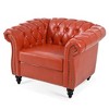 CAVINAS Chesterfield Sofa with Rolled Arm, Modern PU Leather 3 Seater Sofa Couch, Upholstered Vintage Couch for Living Room - 4 of 4