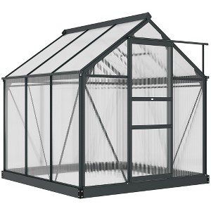 Polycarbonate Greenhouse, Heavy Duty Outdoor Aluminum Walk-in Green House Kit Vent Door - 1 of 4