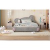 Okak Twin/Full/Queen Velvet Platform Bed Frame with Upholstered Bear-Shaped Headboard, Bed-End Storage Pocket for Kids Noise-Free Easy Assembly - 2 of 4