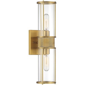 Possini Euro Design Miranda Modern Wall Light Sconce Warm Brass Hardwire 4 1/2" 2-Light Fixture Clear Glass Shade for Bedroom Bathroom Vanity Reading - 1 of 4