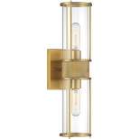 Possini Euro Design Miranda Modern Wall Light Sconce Warm Brass Hardwire 4 1/2" 2-Light Fixture Clear Glass Shade for Bedroom Bathroom Vanity Reading
