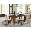 5-Piece Natural Brown Finish Solid Wood Top-Upholstered Dining Room Set with High Back-Seats 4 - 2 of 4