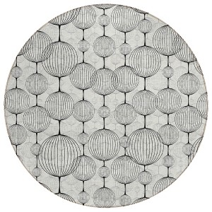 White Gray And Silver Geometric Washable Indoor Outdoor Area Rug - 1 of 4
