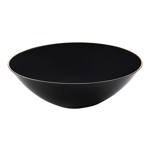 Smarty Had A Party 16 oz. Black with Gold Rim Organic Round Disposable Plastic Soup Bowls (120 Bowls) - image 1 of 2