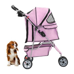 BestMassage Pet Stroller 3/4 Wheels Dog Cat Stroller Jogger Stroller with Removable Liner and Cup Holder Travel Folding Carrier - 1 of 4