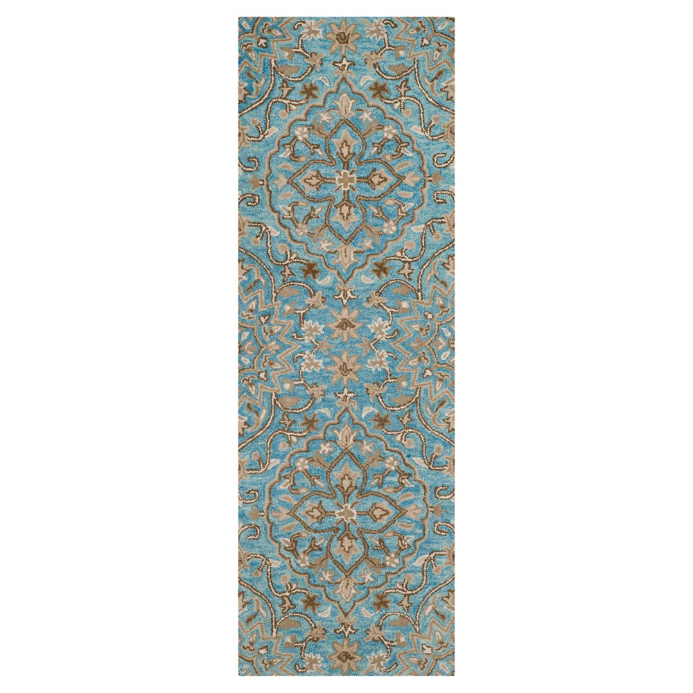 2'3inx7' Runner Blue/Taupe Botanical Tufted - Safavieh