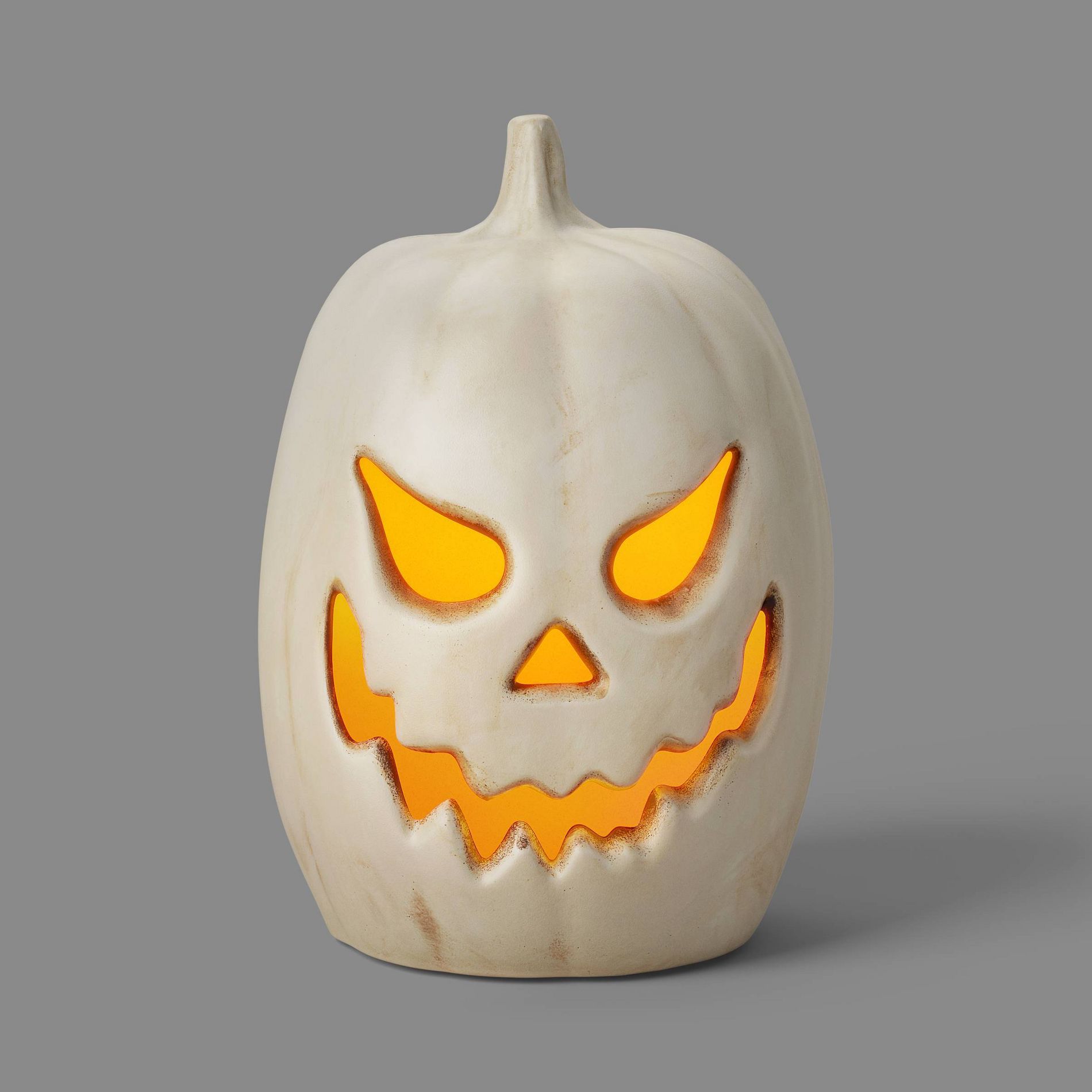 16" Classic Lit Pumpkin Terra Cotta Like Jack O' Lantern Halloween Decorative Prop Darker/Black Finish - Hyde and EEK! Boutique™