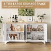 Bohemian Rattan Storage Cabinet with 4 Doors - Natural Woven Console Table for Living Room, Entryway, Dining Room & Coffee Table Use - 3 of 4