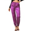 INSPIRE CHIC Women's Drawstring Elastic Waist Ankle Length Satin Joggers Pants with Pocket - 2 of 4