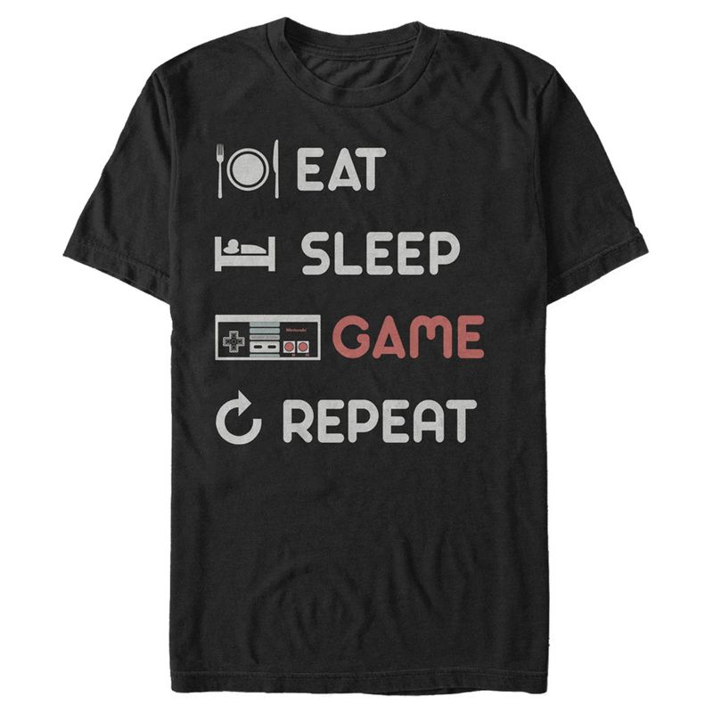 Men's Nintendo Eat Sleep NES Game Repeat T-Shirt, 1 of 3