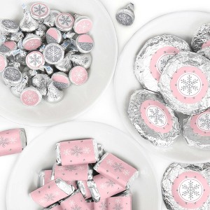 Big Dot of Happiness Pink Winter Wonderland - Holiday Snowflake Birthday Party and Baby Shower Candy Favor Sticker Kit - 304 Pieces - 1 of 4