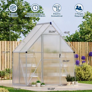 Polycarbonate Greenhouse for Outdoors, Large Walk-InGreenhouse with Quick Setup Structure and Roof Vent, Greenhouse with Ventilation - 1 of 4