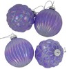 Northlight Shiny Glittered Iridescent Glass Ball Christmas Ornaments - 3" (80mm) - Purple  - 4ct - 3 of 4