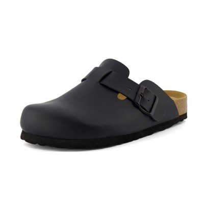 CUSHIONAIRE Hana Slip-On Buckle Clog with Cork Footbed +Memory Foam, Wide Widths Available