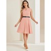 INSPIRE CHIC Women's V Neck Wear to Work Sleeveless Flare Knee Length Dresses - 4 of 4