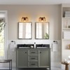 PAKOKULA 2-Light Boho Matte Black Vanity Light with Yellow Woven Shade - 3 of 4