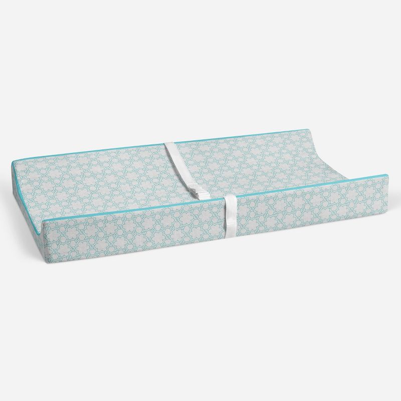 Bacati - Floral Quilted Muslin Changing Pad Cover Aqua, 4 of 10