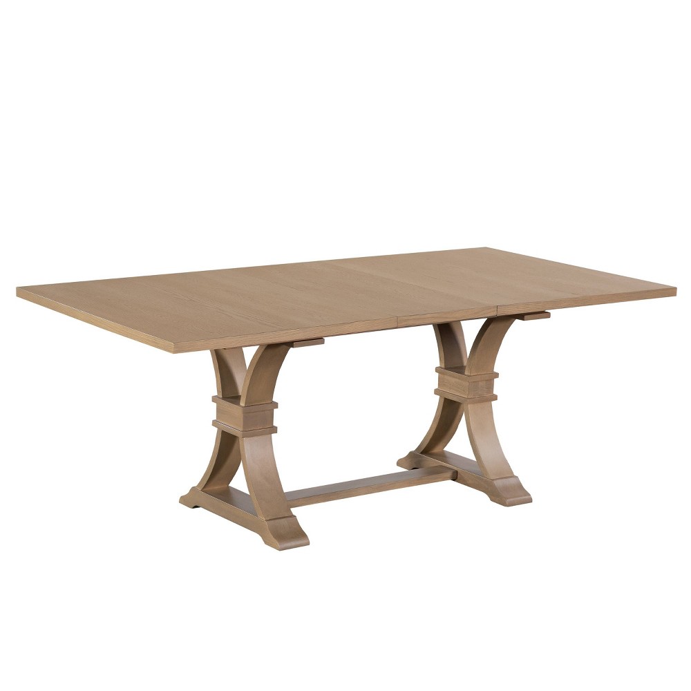 Christopher Knight Home 63" Rubberwood Rectangular Extendable Pedestal Dining Table Natural