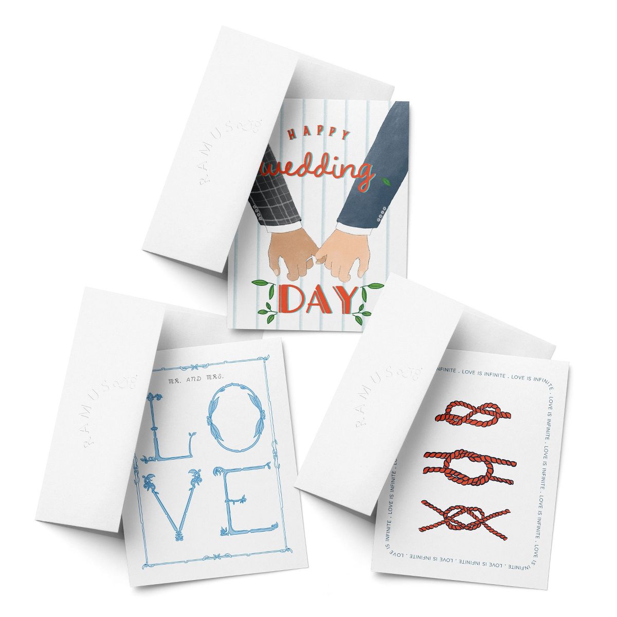Wedding Greeting Card Pack (3ct) "Love, Forever Knot, Happy Wedding Day Guys" by Ramus & Co
