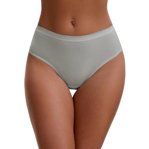 INSPIRE CHIC Women's Cotton High Waist Bright Trim Briefs Elastic Waistband Breathable Classic Underwear - 1 of 4