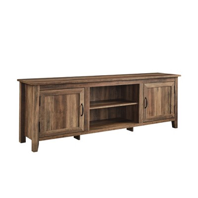 70" MDF 2-Door Grooved Modern Farmhouse TV Stand with Adjustable Shelves and Cord Management for Living Room and Bedroom