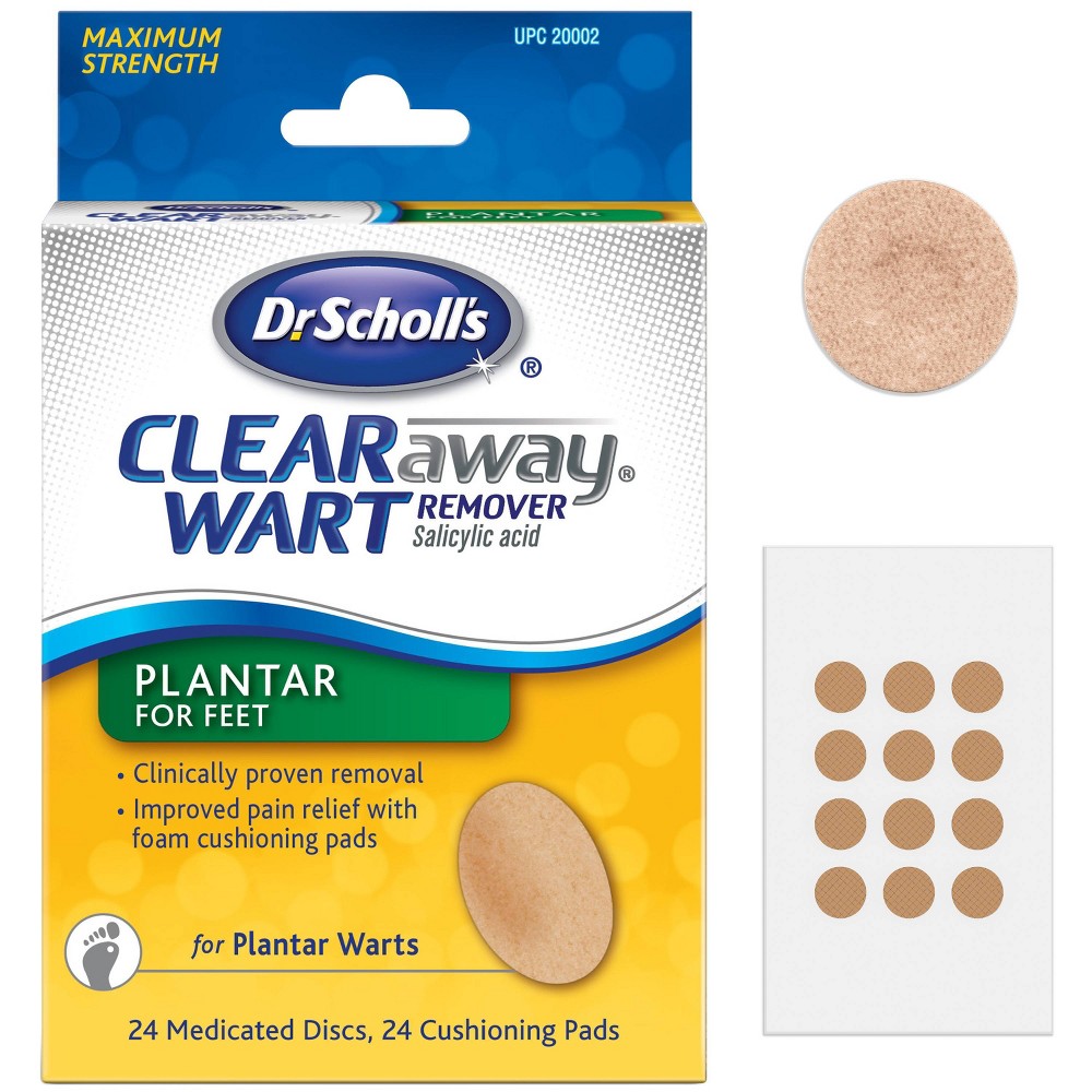 UPC 311017110010 product image for Dr. Scholl's Clear Away Wart Remover Plantar for Feet – 24 Medicated Discs and 2 | upcitemdb.com