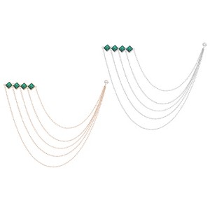 Unique Bargains Bouquet Lapel Suit Square Rhinestone Tassel Chain Brooch Pins 2 Pcs - 1 of 4
